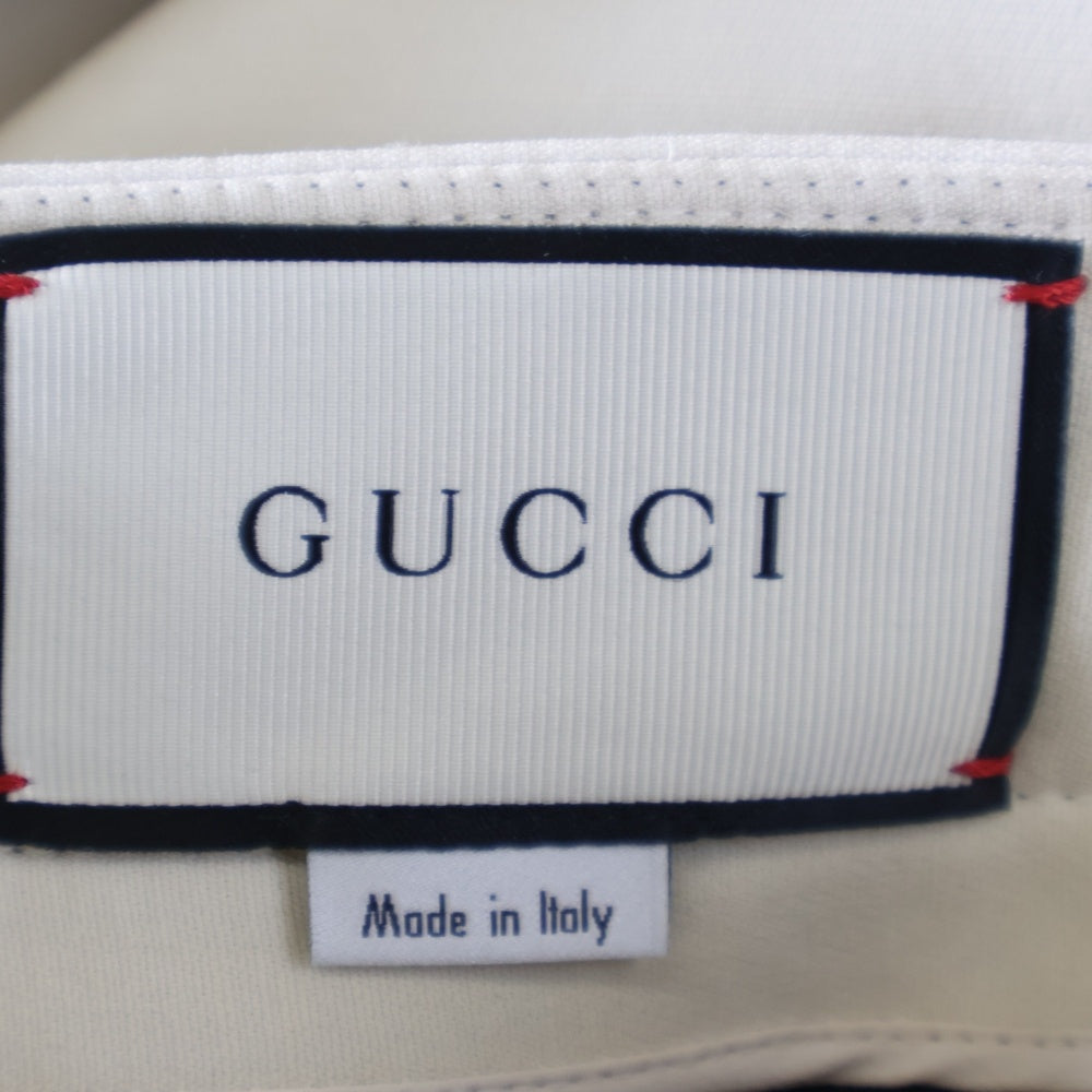 GUCCI(グッチ) タイガーボタン シルク混 ウール ミディアム スカート ベージュ レディース 516588