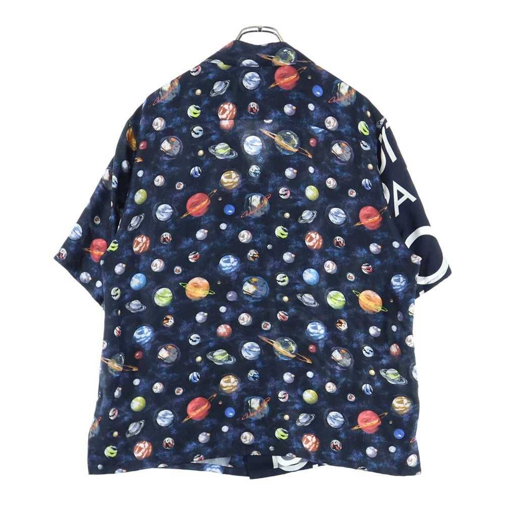 LOUIS VUITTON(ルイヴィトン) 19SS ロゴ ギャラクシー 総柄プリント シルク オープンカラー 半袖シャツ ネイビー RM191M JHQ HGS10W