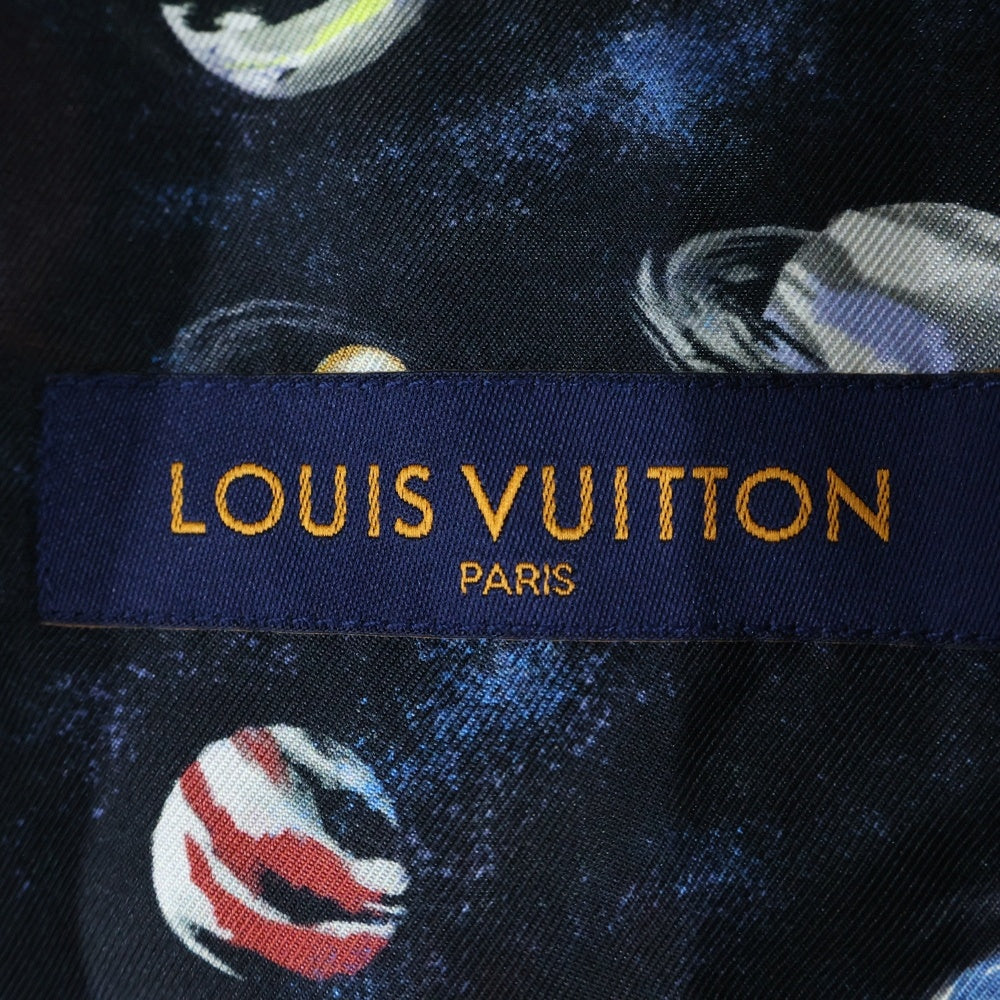 LOUIS VUITTON(ルイヴィトン) 19SS ロゴ ギャラクシー 総柄プリント シルク オープンカラー 半袖シャツ ネイビー RM191M JHQ HGS10W