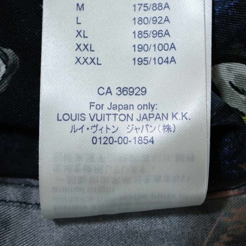 LOUIS VUITTON(ルイヴィトン) 19SS ロゴ ギャラクシー 総柄プリント シルク オープンカラー 半袖シャツ ネイビー RM191M JHQ HGS10W