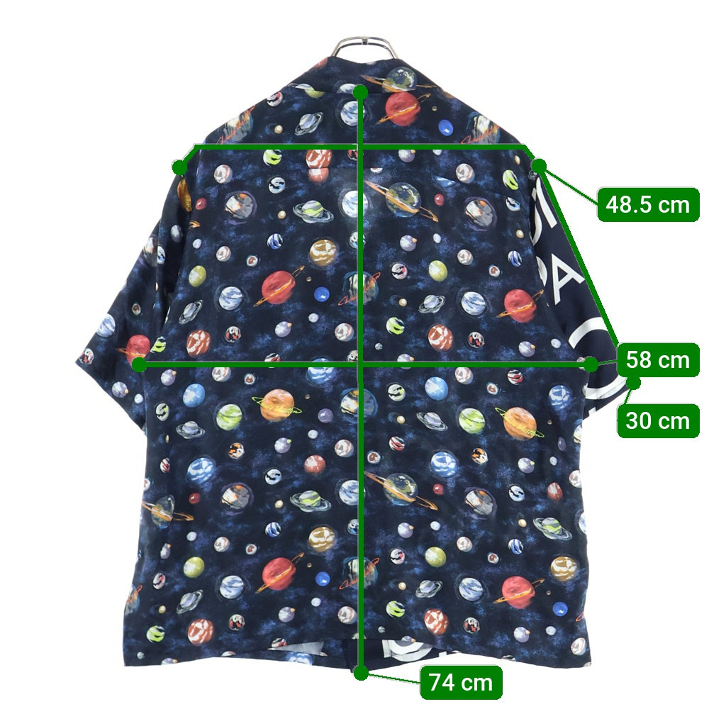 LOUIS VUITTON(ルイヴィトン) 19SS ロゴ ギャラクシー 総柄プリント シルク オープンカラー 半袖シャツ ネイビー RM191M JHQ HGS10W
