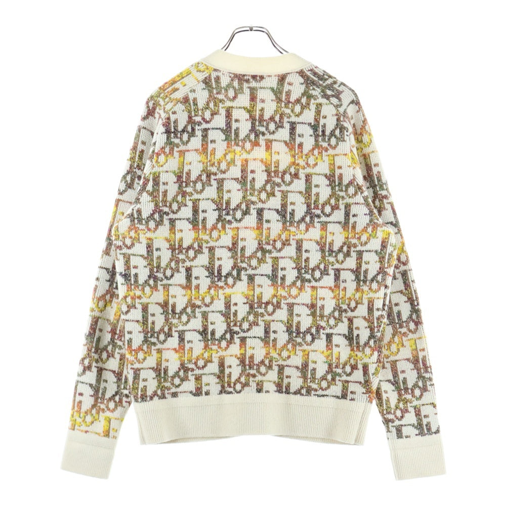 Christian Dior(クリスチャンディオール) オブリーク総柄ジャガード マルチカラー ウールニット カーディガン アイボリー 213M233AT344