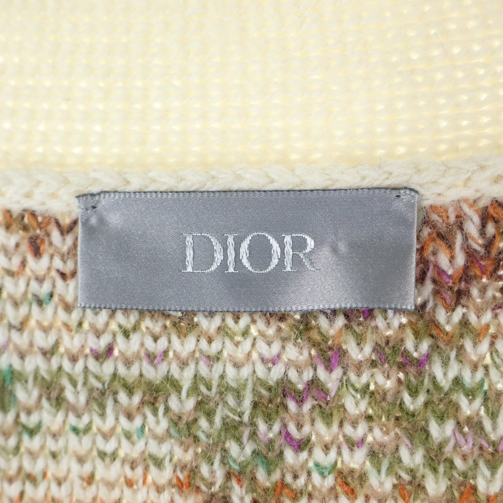 Christian Dior(クリスチャンディオール) オブリーク総柄ジャガード マルチカラー ウールニット カーディガン アイボリー 213M233AT344