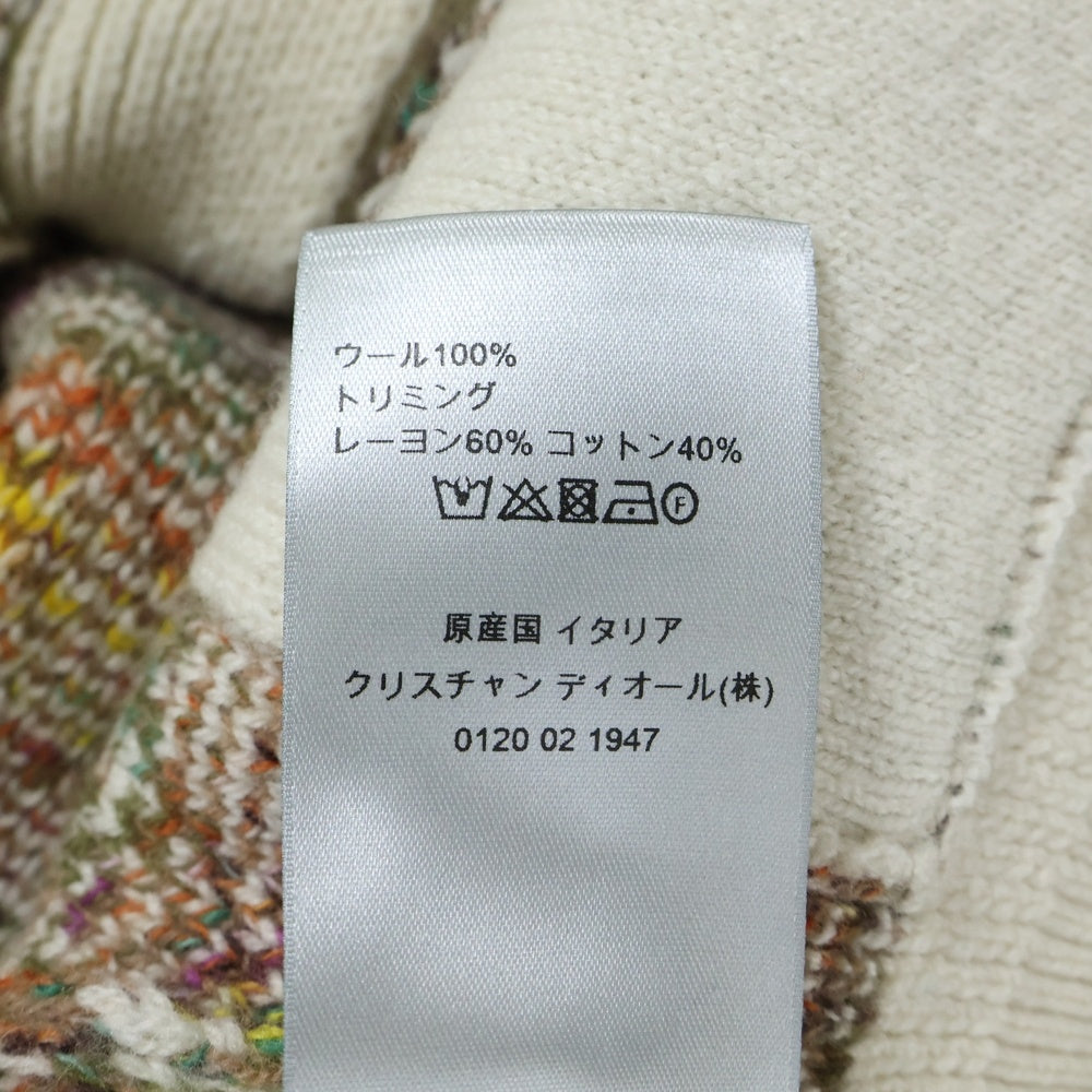 Christian Dior(クリスチャンディオール) オブリーク総柄ジャガード マルチカラー ウールニット カーディガン アイボリー 213M233AT344