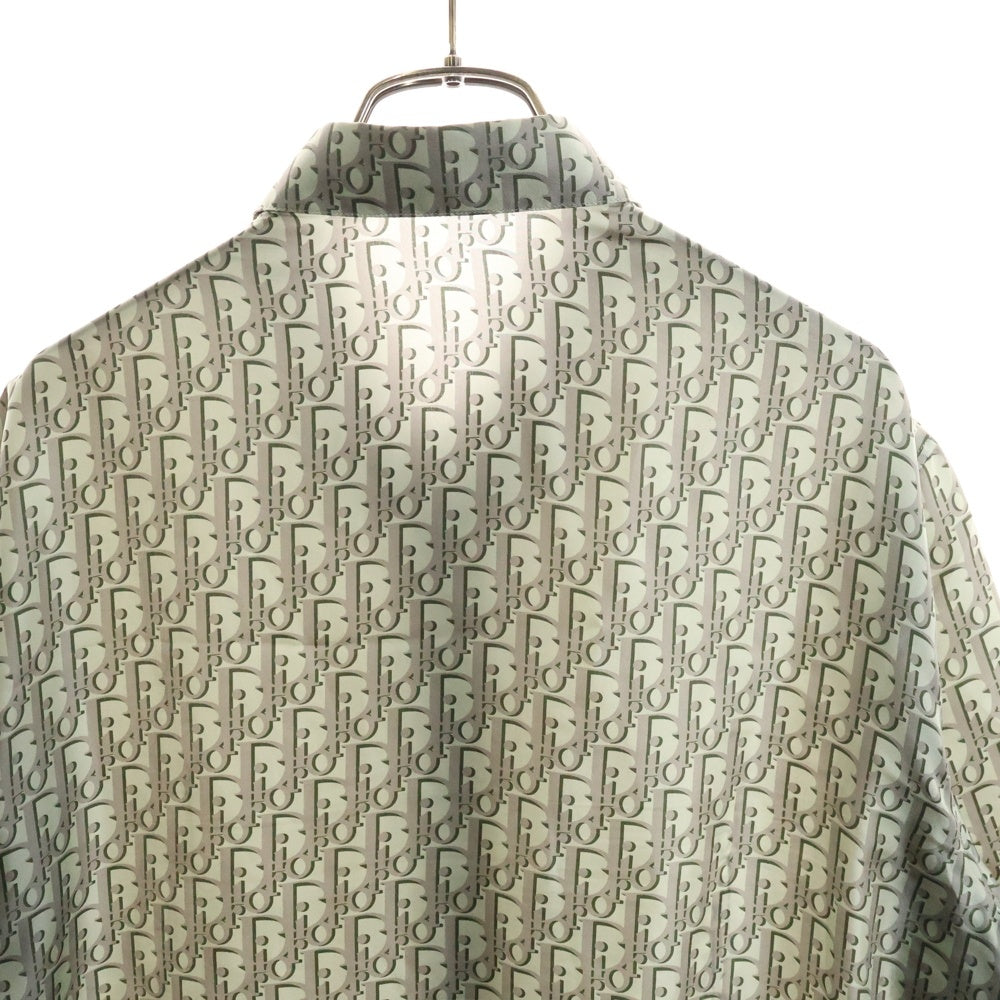 Christian Dior(クリスチャンディオール) 23SS オブリーク 総柄プリント レギュラーカラー シルク 半袖シャツ カーキ/グレー 193C545A4751