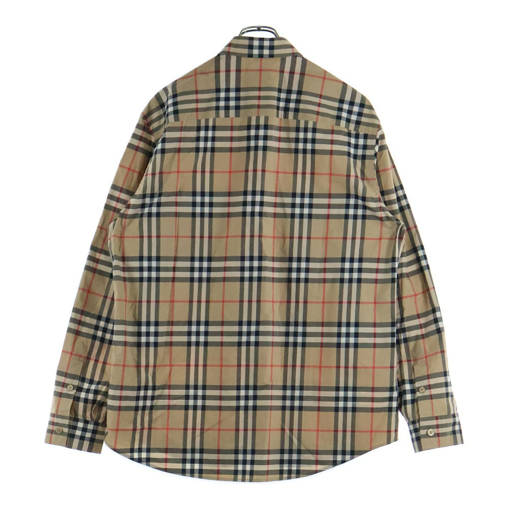 BURBERRY(バーバリー) ノバチェック総柄 袖ロゴプリント ロングスリーブ 長袖シャツ ベージュ 8029878