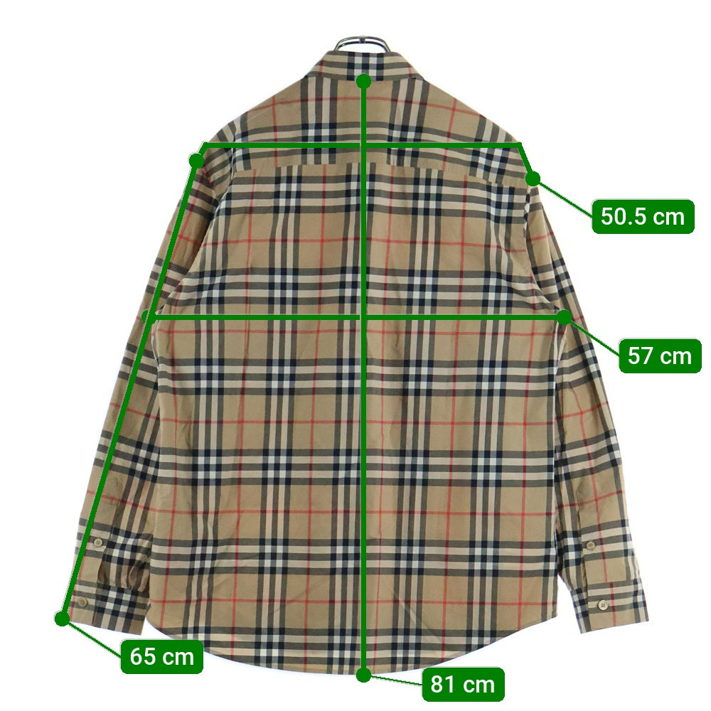 BURBERRY(バーバリー) ノバチェック総柄 袖ロゴプリント ロングスリーブ 長袖シャツ ベージュ 8029878