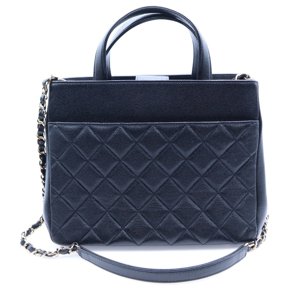 CHANEL(シャネル) アフィニティ ココマーク キャビアスキン レザー 2WAY ハンド チェーンショルダーバッグ ゴールド金具 ブラック