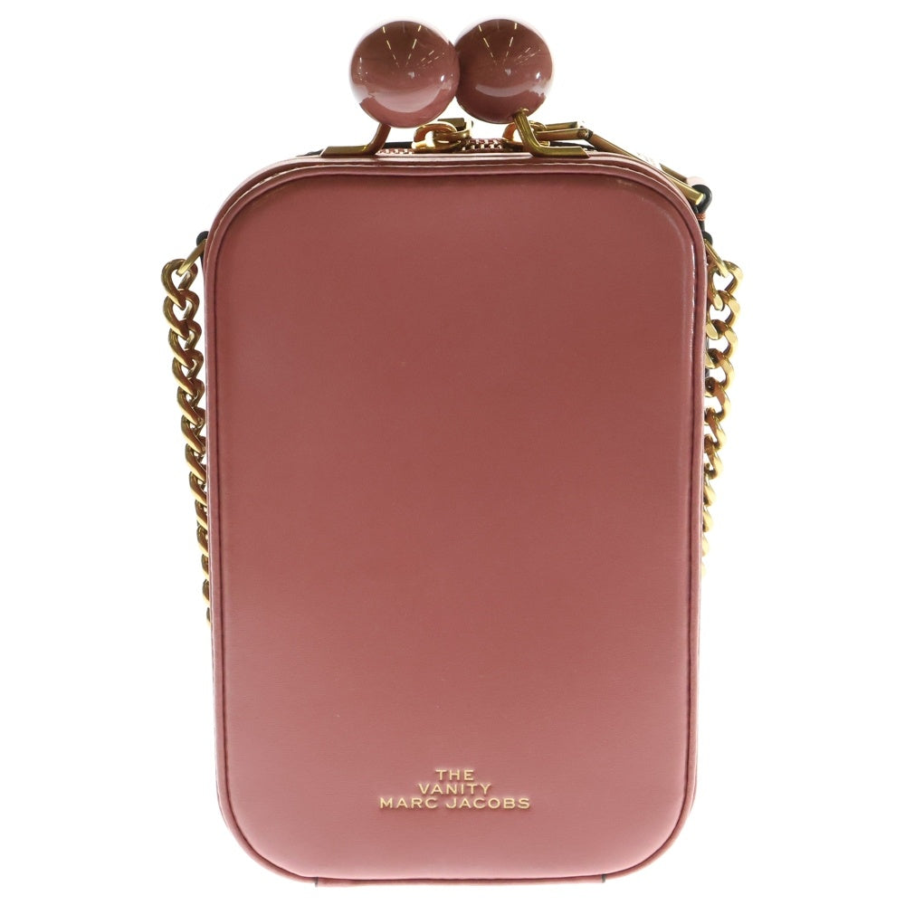 Heaven by Marc Jacobs(ヘブンバイマークジェイコブス) ミニ ヴァニティ クロスボディバッグ ハンドバッグ ショルダーバッグ がま口バッグ ピンク レザー ゴールド金具