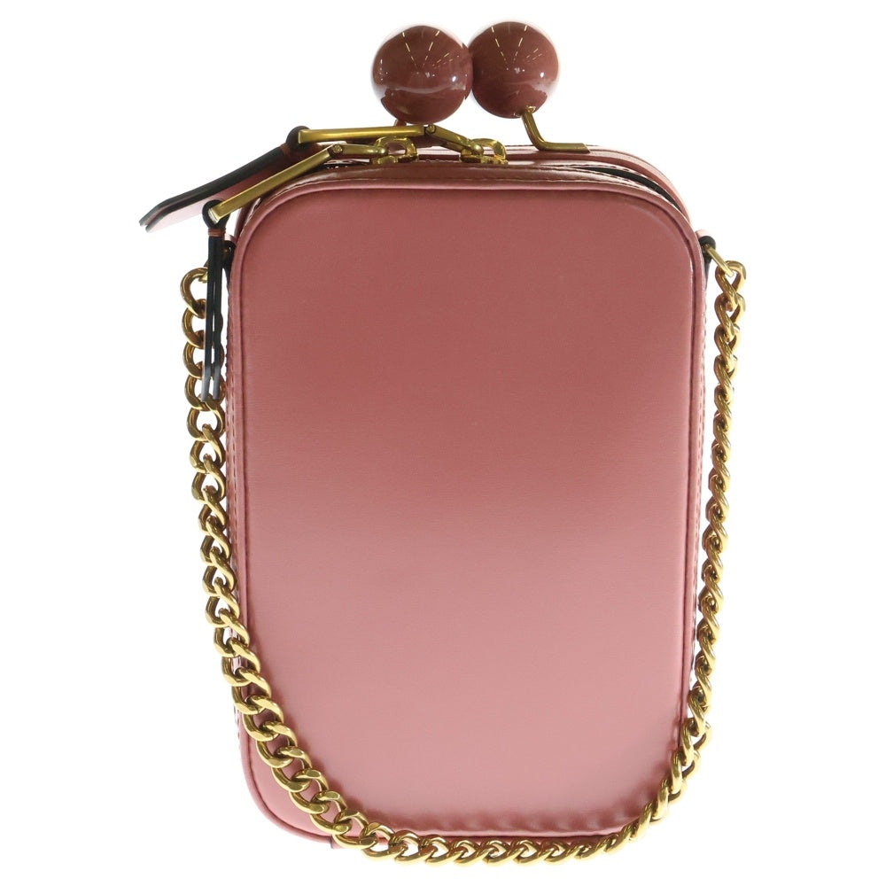 Heaven by Marc Jacobs(ヘブンバイマークジェイコブス) ミニ ヴァニティ クロスボディバッグ ハンドバッグ ショルダーバッグ がま口バッグ ピンク レザー ゴールド金具