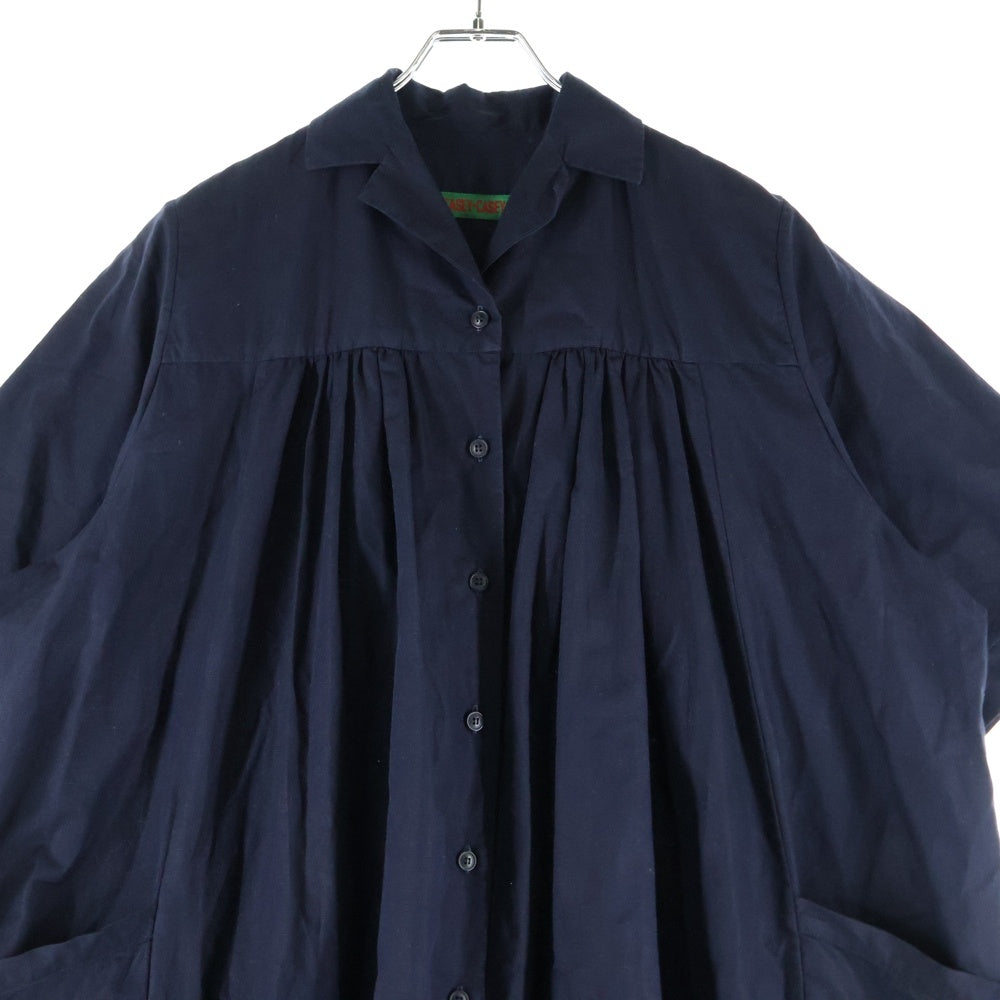 CASEY CASEY(ケイシーケイシー) 22AW RYTHME DRESS リズム ドレス コットンリネンオープンカラーワンピース ネイビー レディース 22FR486