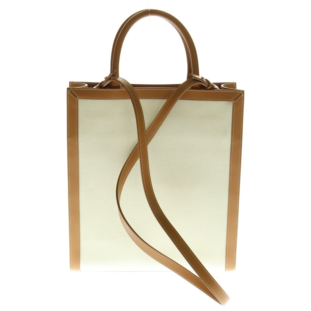 CELINE(セリーヌ) バーティカルカバ 2WAYバック トートバッグ ハンドバッグ ショルダーバッグ キャンバス×レザー ブラウン×アイボリー