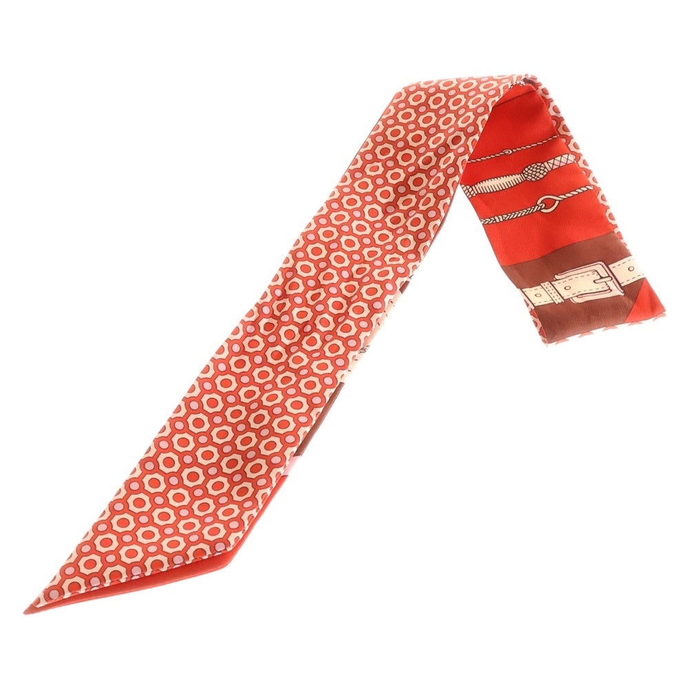 HERMES(エルメス) CLIC CLAC MODERN ツイリー バンドー レッド×ホワイト