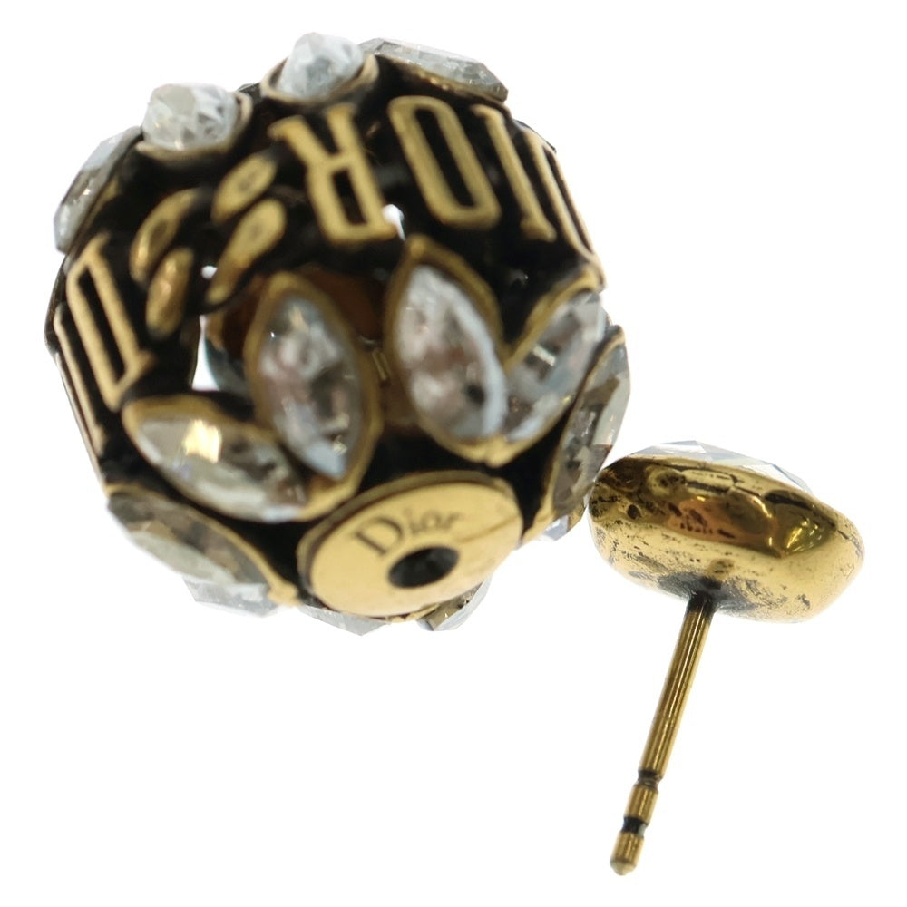DIOR(ディオール) トライバル ストーン フラワーモチーフロゴピアス ゴールド