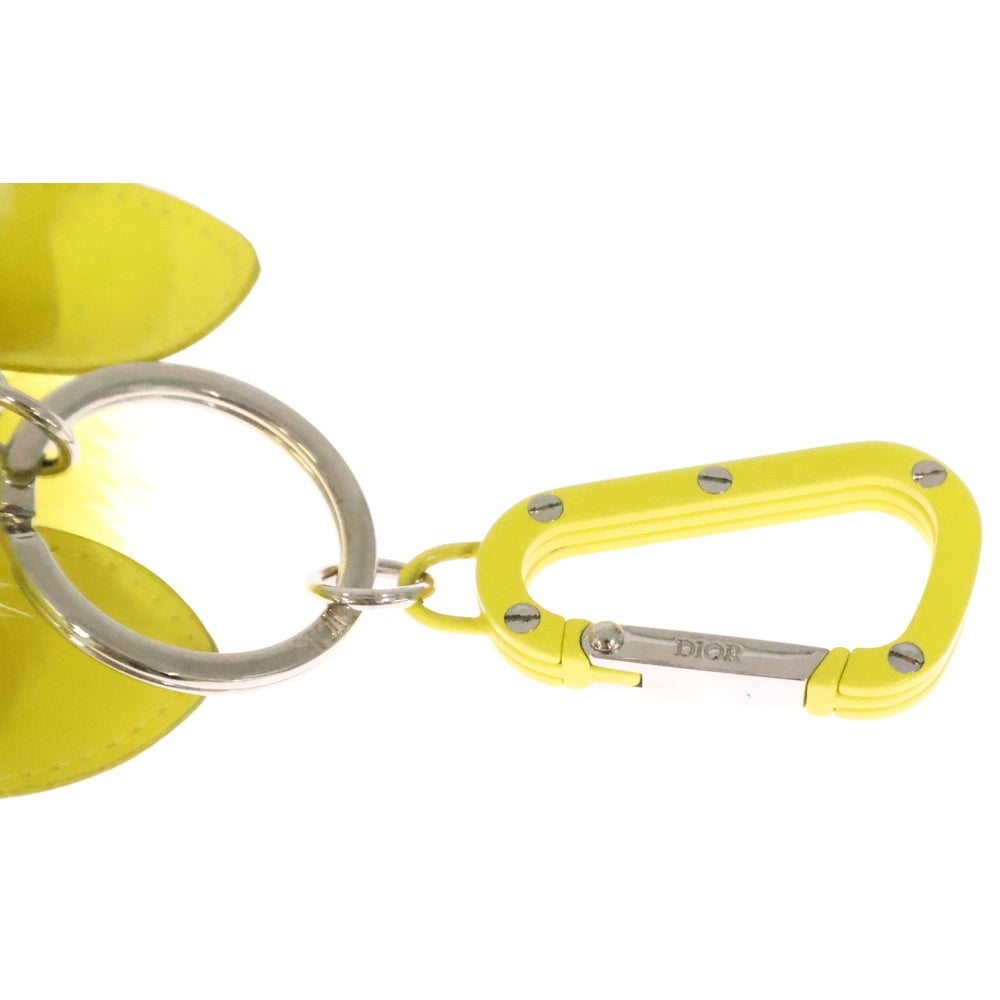 DIOR(ディオール) COOKIE バッグチャーム キーホルダー キーリング イエロー シルバー金具