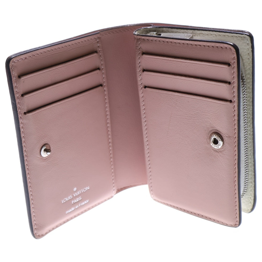 LOUIS VUITTON(ルイヴィトン) マヒナ ポルトフォイユ・クレア グリズリ 二つ折り財布 コンパクトウォレット ホワイト レザー M80903 シルバー金具