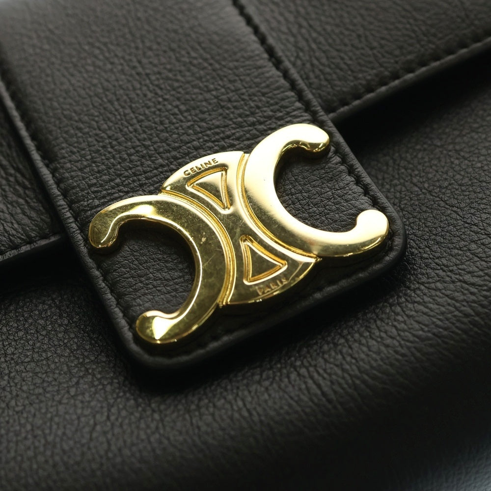 CELINE(セリーヌ) ヴィクトワール ミディアム 2WAYバッグ ハンドバッグ ショルダーバッグ チェーンバッグ ブラック サプルカーフスキン ゴールド金具