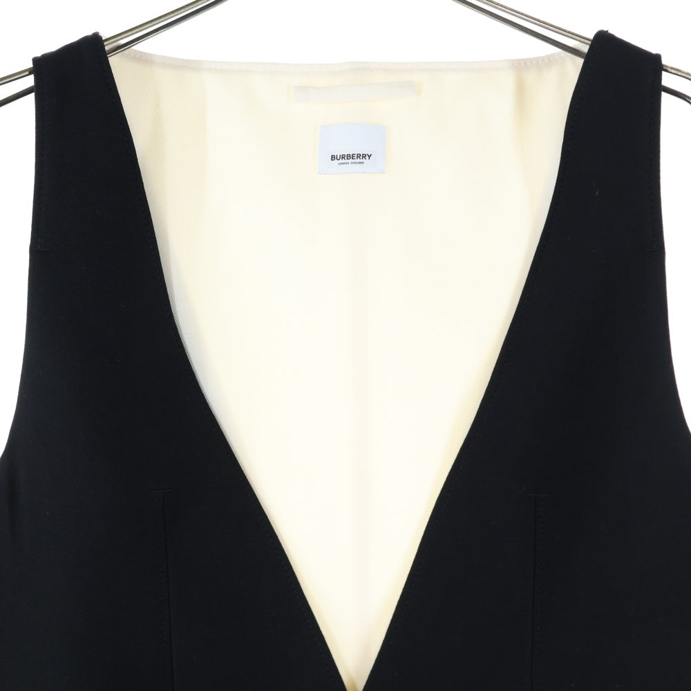 BURBERRY(バーバリー) ウール オーバーサイズ 2B ベスト ジレ ブラック/ブラウン レディース 8054515