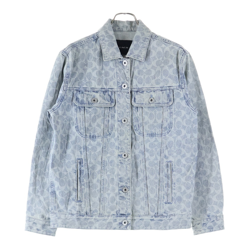 COACH(コーチ) シグネチャー レザーロゴパッチ デニム トラッカージャケット インディゴ 11695