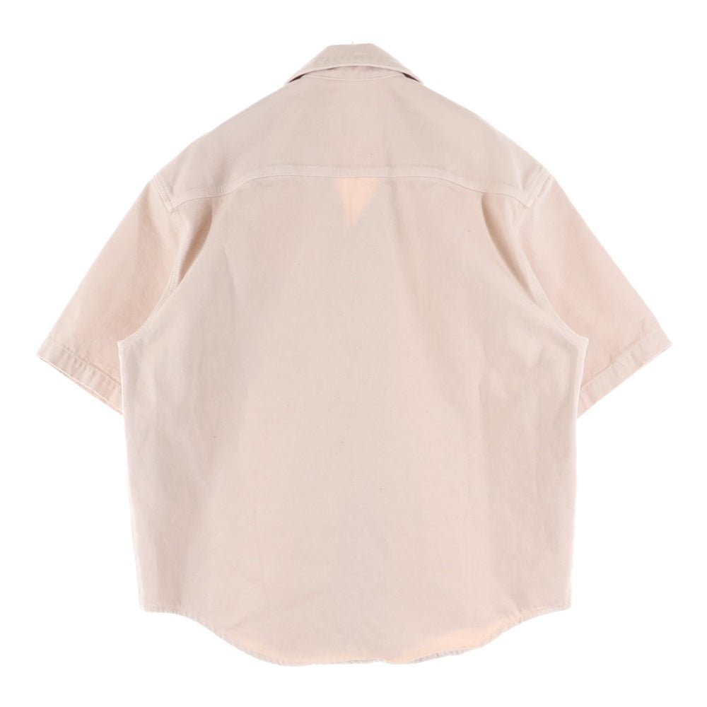 ami paris(アミパリス) Ami de Coeur アミ ドゥ クール ハート エンボスロゴ コットン スナップボタン 半袖シャツ ジャケット ピンク SPHSH219.DE0044