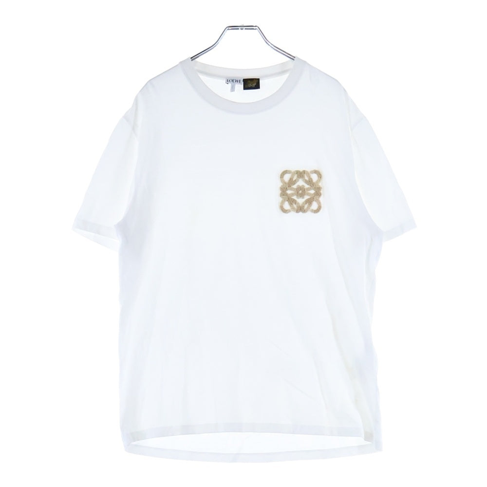 LOEWE(ロエベ) 24SS PAULA'S IBIZA パウラズ イビザ パイル アナグラムロゴ刺繍 クルーネック 半袖Tシャツ カットソー ホワイト H616Y22X67 レディース