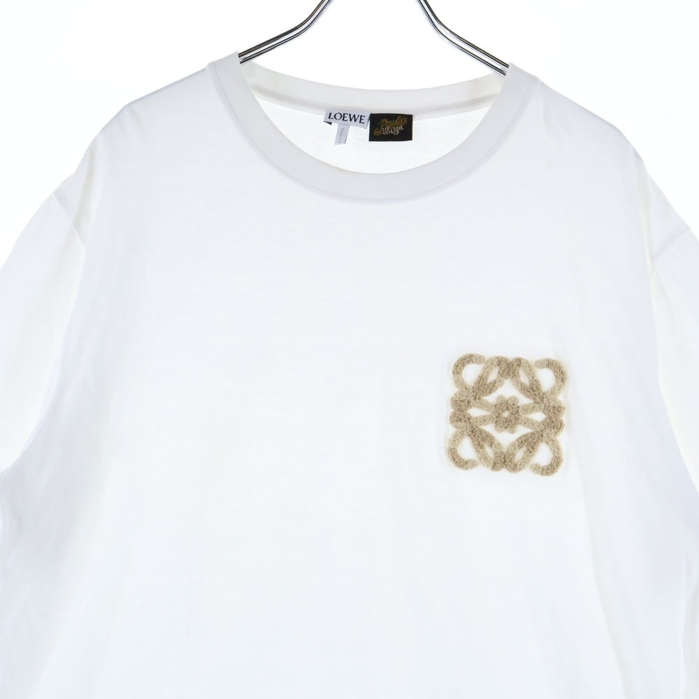 LOEWE(ロエベ) 24SS PAULA'S IBIZA パウラズ イビザ パイル アナグラムロゴ刺繍 クルーネック 半袖Tシャツ カットソー ホワイト H616Y22X67 レディース