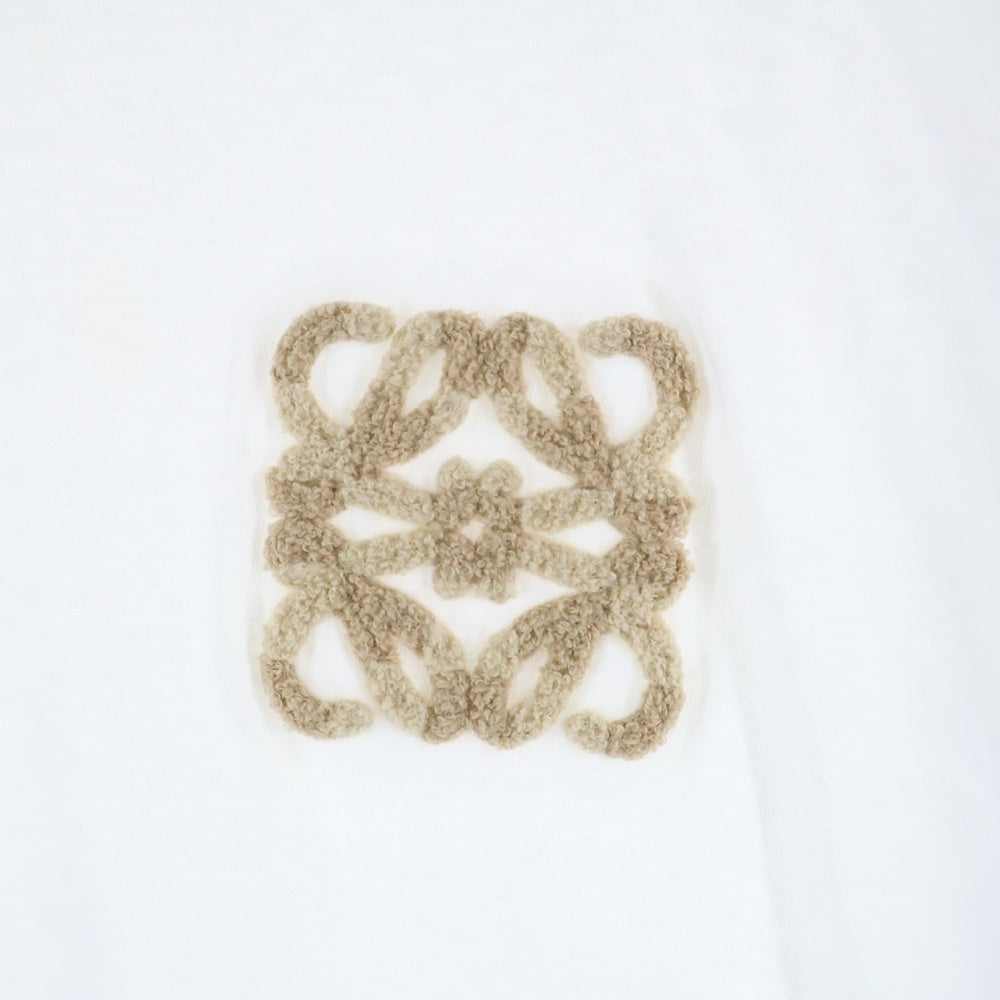 LOEWE(ロエベ) 24SS PAULA'S IBIZA パウラズ イビザ パイル アナグラムロゴ刺繍 クルーネック 半袖Tシャツ カットソー ホワイト H616Y22X67 レディース