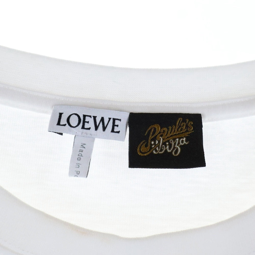 LOEWE(ロエベ) 24SS PAULA'S IBIZA パウラズ イビザ パイル アナグラムロゴ刺繍 クルーネック 半袖Tシャツ カットソー ホワイト H616Y22X67 レディース