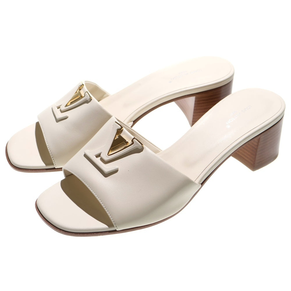 LOUIS VUITTON(ルイヴィトン) LVマレ ミュール カプシーヌ ロゴプレート レザー ヒール サンダル シューズ ホワイト レディース 1AGTVC