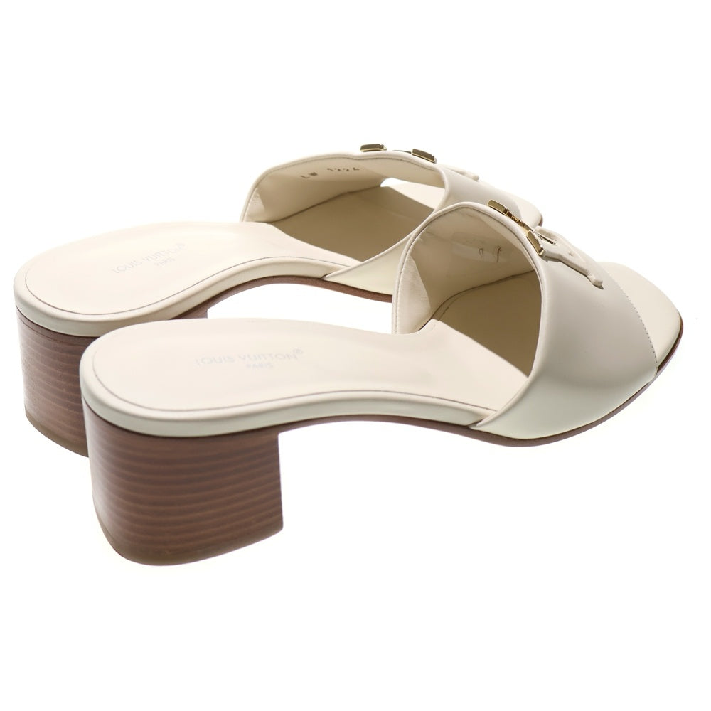 LOUIS VUITTON(ルイヴィトン) LVマレ ミュール カプシーヌ ロゴプレート レザー ヒール サンダル シューズ ホワイト レディース 1AGTVC