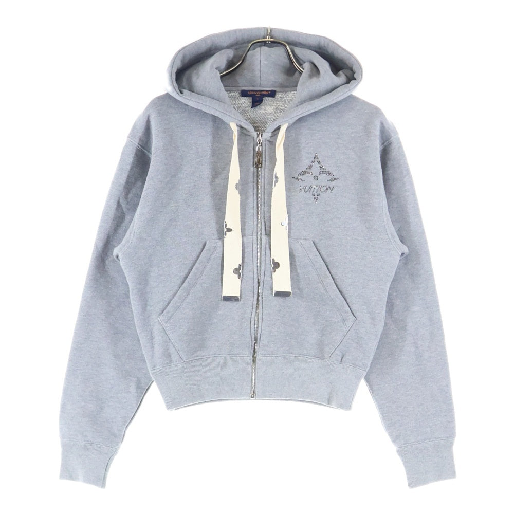 LOUIS VUITTON(ルイヴィトン) モノグラムフラワー アクセントフーディ コットン グレー×メタル #S 1AIPZ8