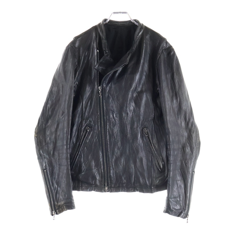 SHELLAC(シェラック) シープフルベジバタフライ ラムレザー ジップアップ ダブル ライダースジャケット ブラック 43006