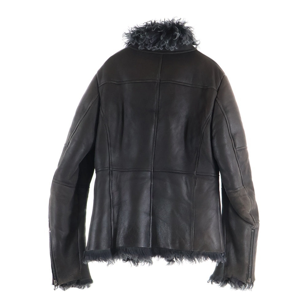 SHELLAC(シェラック) ティグラードカルガン モンゴリアンムートン ラムレザー ジップアップ ジャケット ブラウン 43001