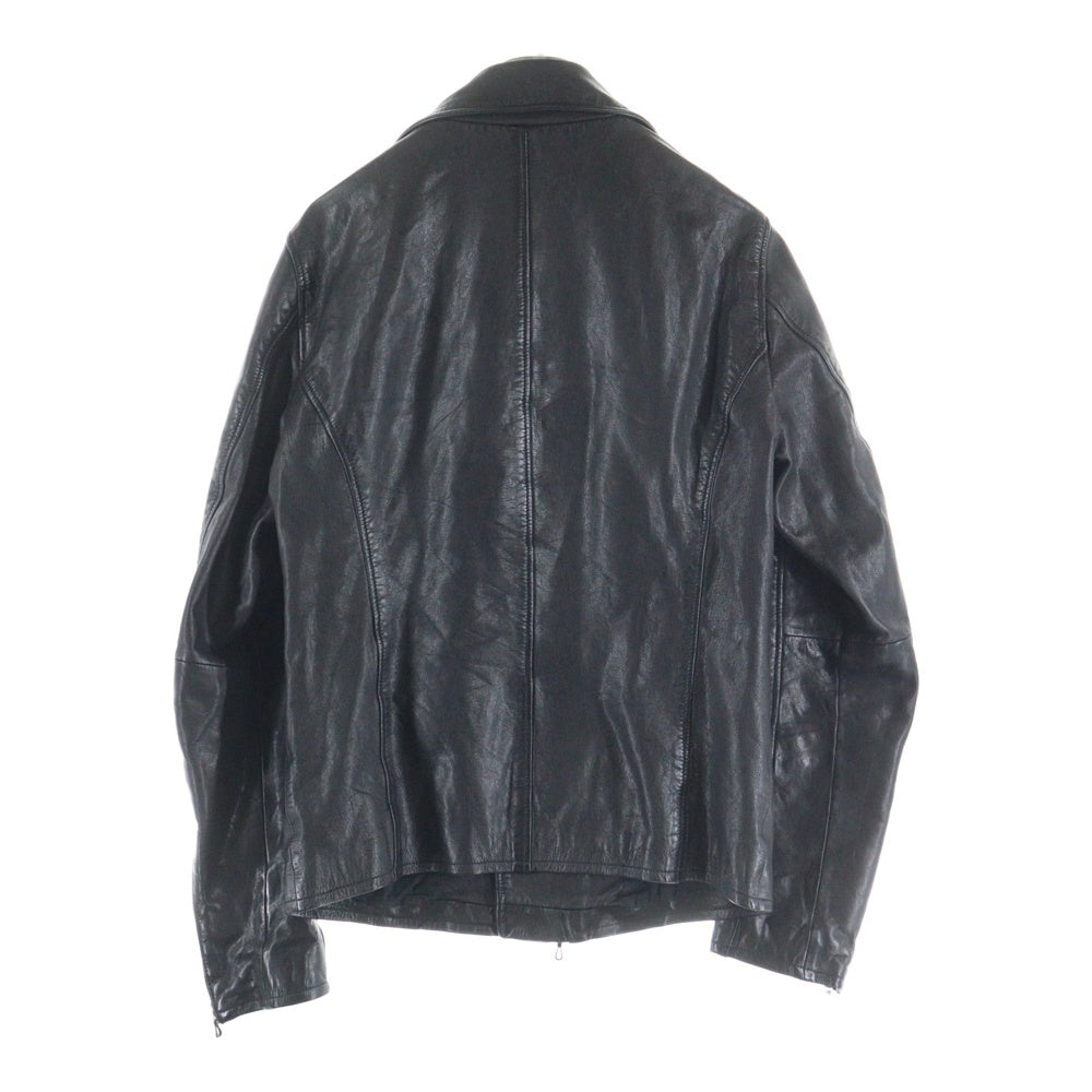SHELLAC(シェラック) ラムレザー ジップアップ ダブル ライダースジャケット ブラック