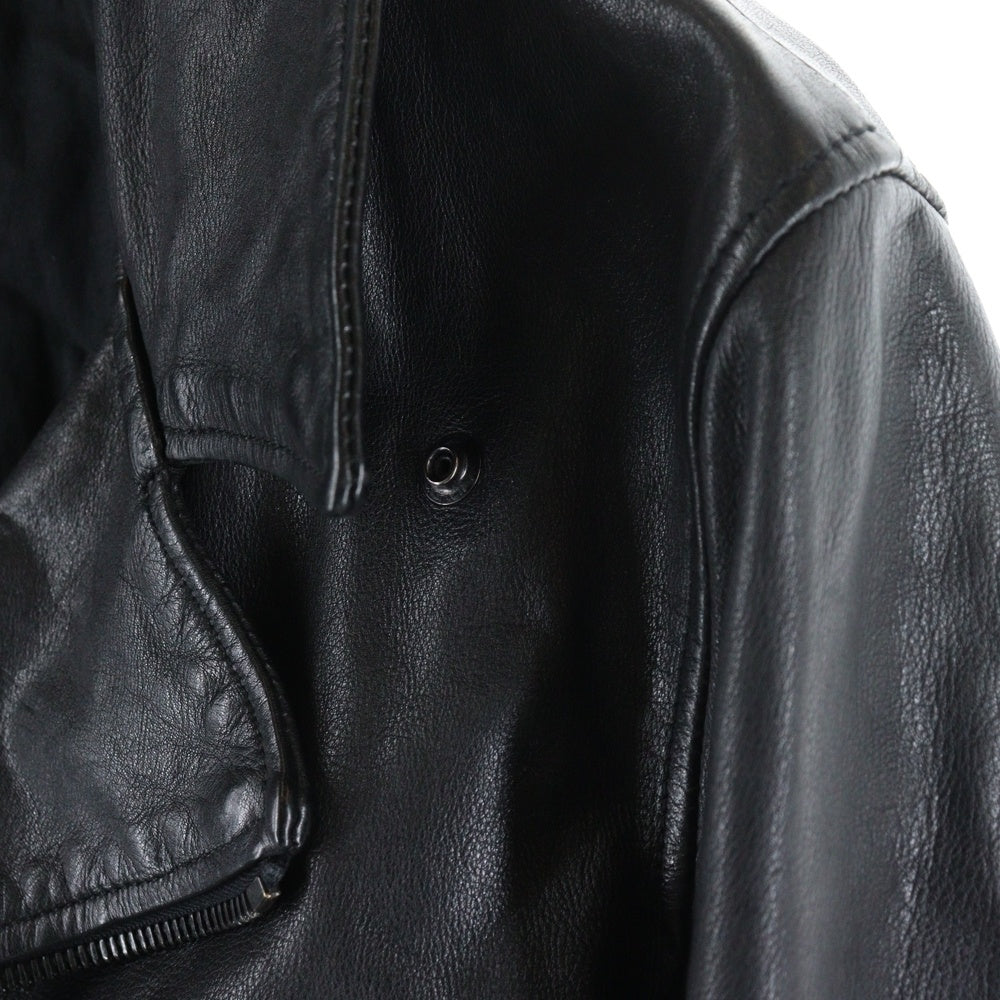 SHELLAC(シェラック) ラムレザー ジップアップ ダブル ライダースジャケット ブラック