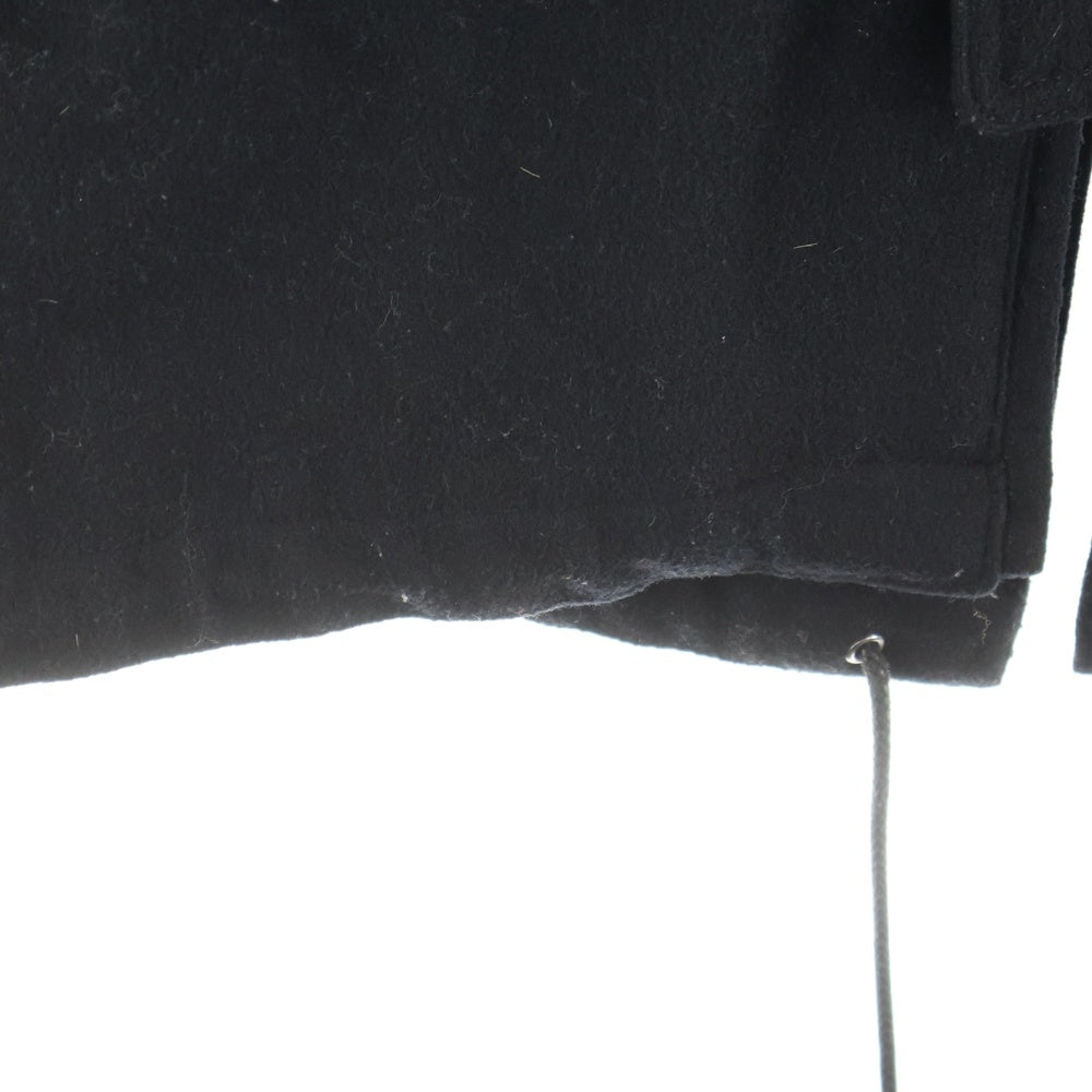 SHELLAC(シェラック) ラビットファー フーデッド ライナー付き ウール ジップアップ ミリタリージャケット コート ブラック 52304