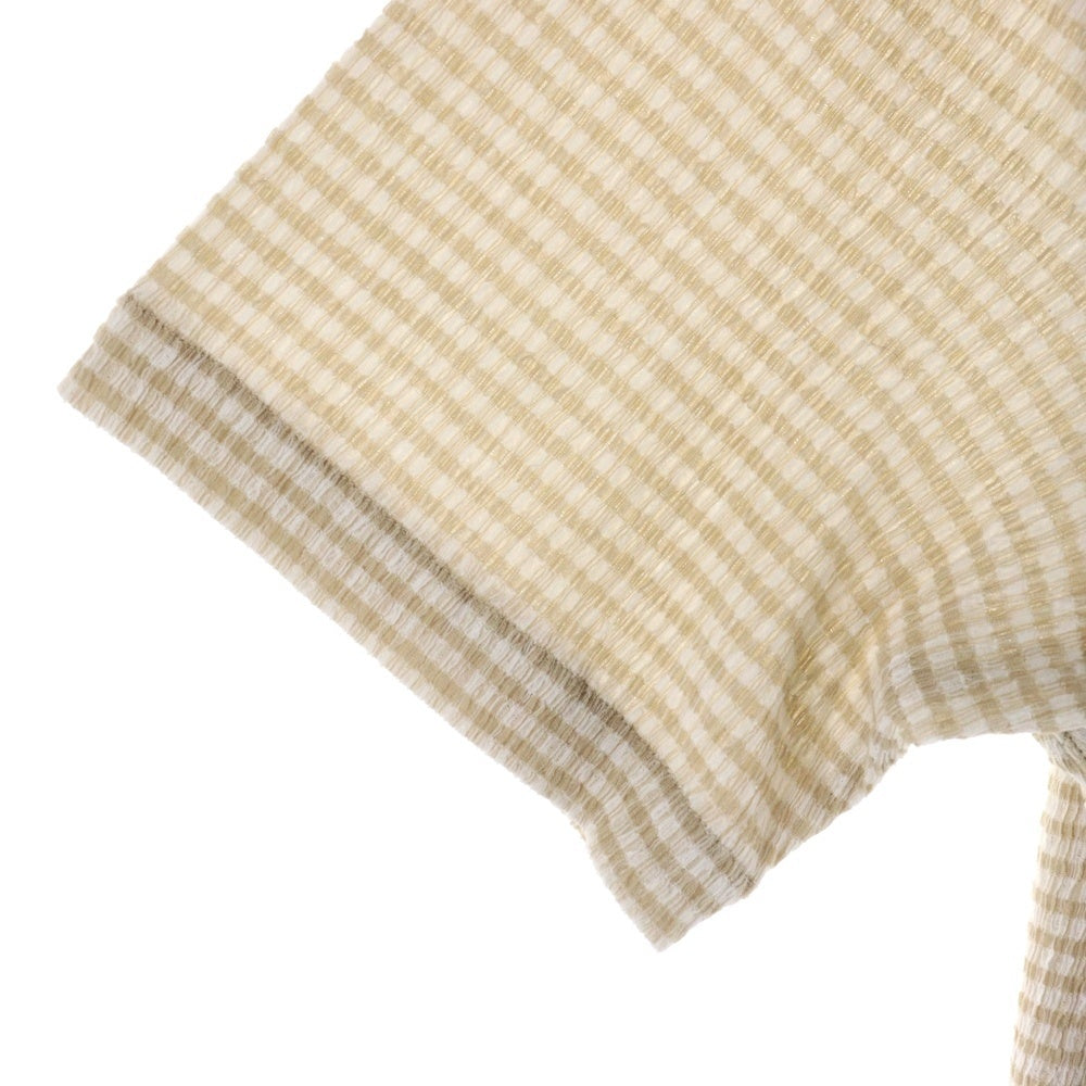 STUSSY(ステューシー) 25SS CRINKLED CHECK SS SHIRT ワッペンロゴ クリンクル チェック総柄 半袖シャツ ベージュ 1110371