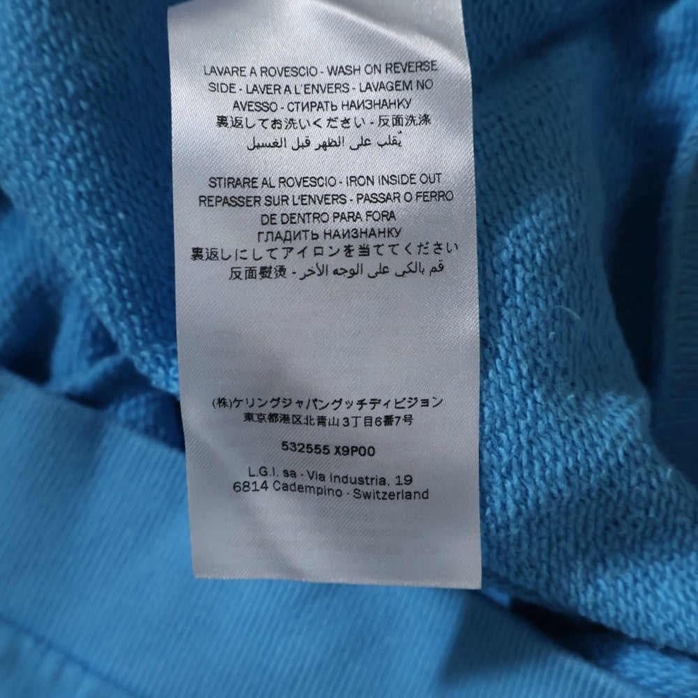 GUCCI(グッチ) ヴィンテージロゴプリント カットオフ プルオーバースウェットパーカー フーディー ライトブルー キッズ 532555