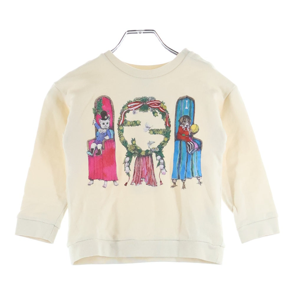 GUCCI(グッチ) ×ヒグチユウコ アニマル ロゴプリント クルーネック プルオーバー スウェットトレーナー ベージュ キッズ 552396