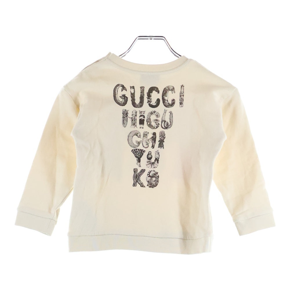 GUCCI(グッチ) ×ヒグチユウコ アニマル ロゴプリント クルーネック プルオーバー スウェットトレーナー ベージュ キッズ 552396
