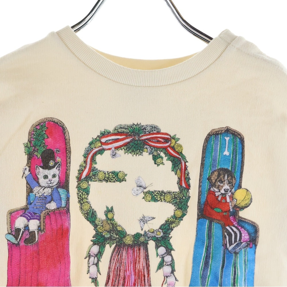 GUCCI(グッチ) ×ヒグチユウコ アニマル ロゴプリント クルーネック プルオーバー スウェットトレーナー ベージュ キッズ 552396