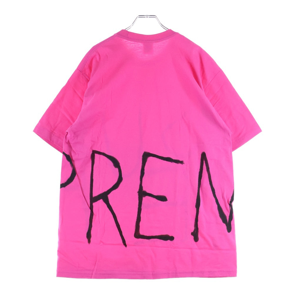 SUPREME(シュプリーム) 25SS Painted Tee Fuchsia ペインテッドロゴ クルーネック半袖Tシャツ カットソー ピンク/ブラック