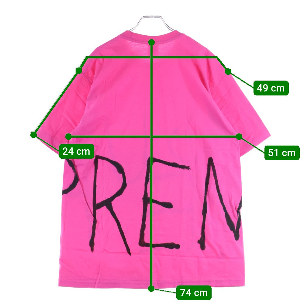 SUPREME(シュプリーム) 25SS Painted Tee Fuchsia ペインテッドロゴ クルーネック半袖Tシャツ カットソー ピンク/ブラック