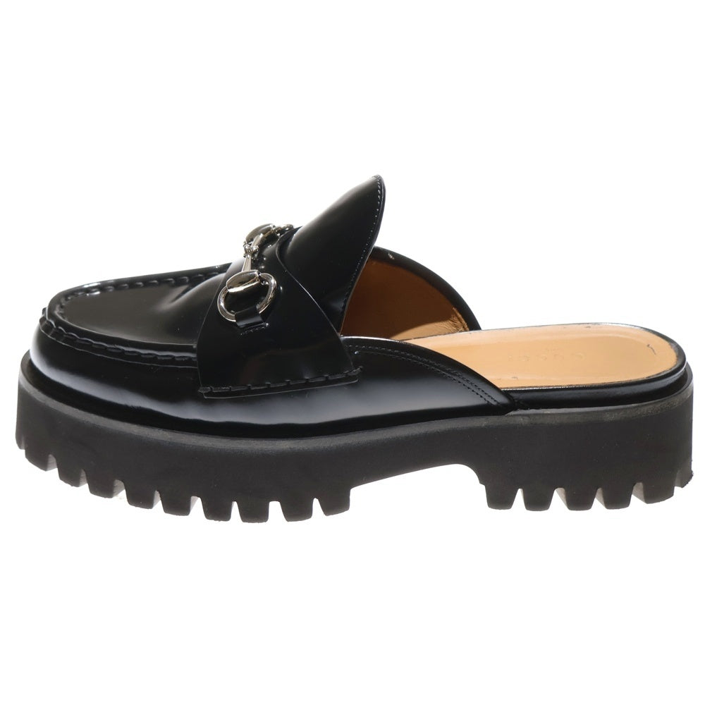GUCCI(グッチ) ホースビット レザーミュール 厚底サンダル ブラック 764207