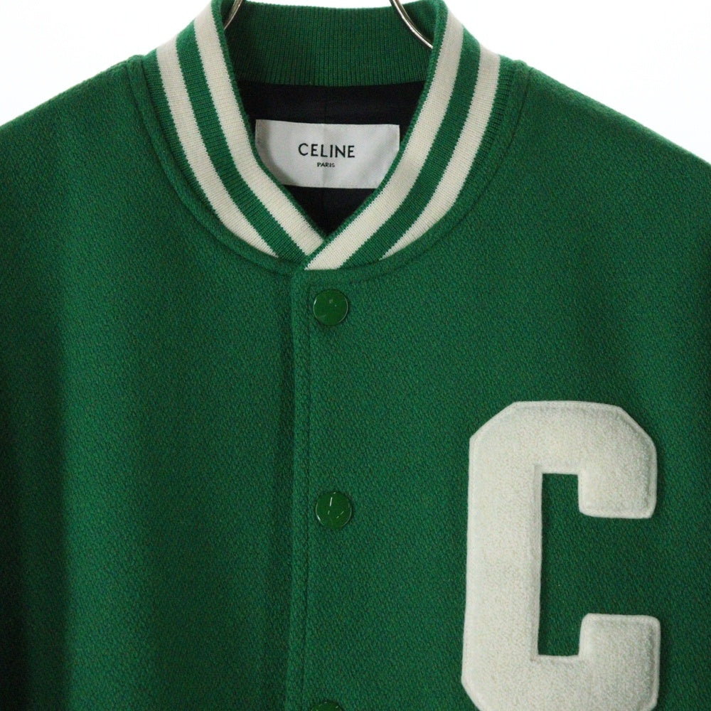 CELINE(セリーヌ) 23AW Cパッチ アーマードウール ジャクソンテディジャケット ブルゾン グリーン/ホワイト 2V58N896C