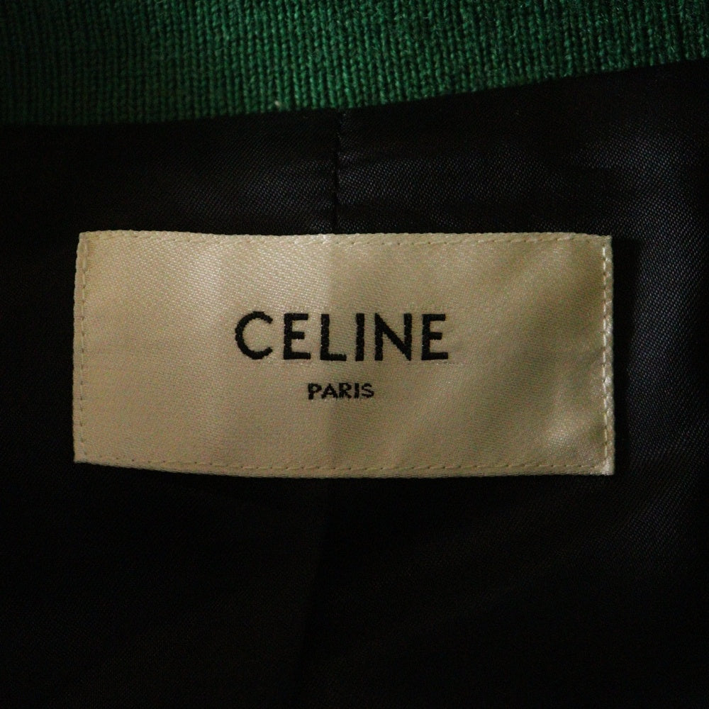 CELINE(セリーヌ) 23AW Cパッチ アーマードウール ジャクソンテディジャケット ブルゾン グリーン/ホワイト 2V58N896C