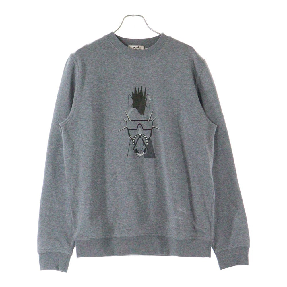 HERMES(エルメス) Punk H Crewneck Sweater パンクHクルーネック長袖スウェットトレーナー グレー 467840HA