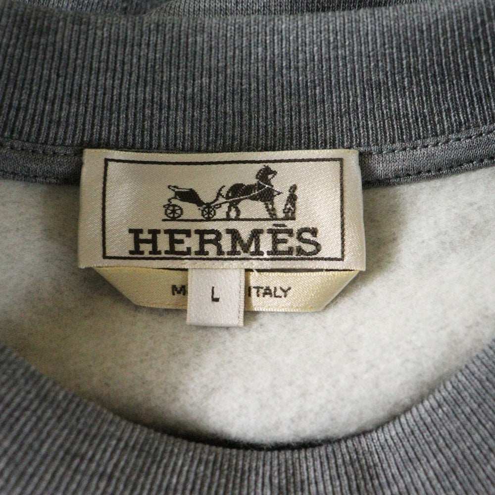 HERMES(エルメス) Punk H Crewneck Sweater パンクHクルーネック長袖スウェットトレーナー グレー 467840HA