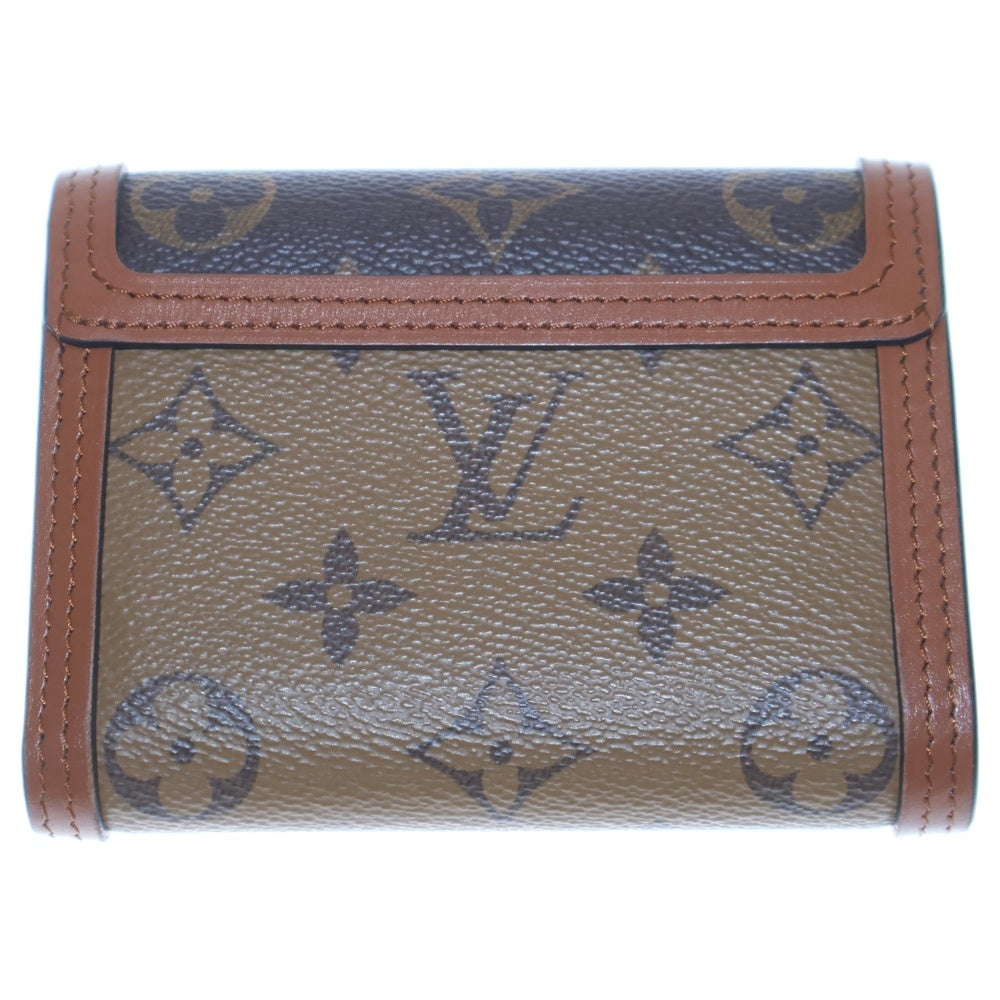 LOUIS VUITTON(ルイヴィトン) モノグラムリバース ポルトフォイユドーフィーヌ コンパクトウォレット 三つ折り財布 コインケース ブラウン PVC M68725 ゴールド金具