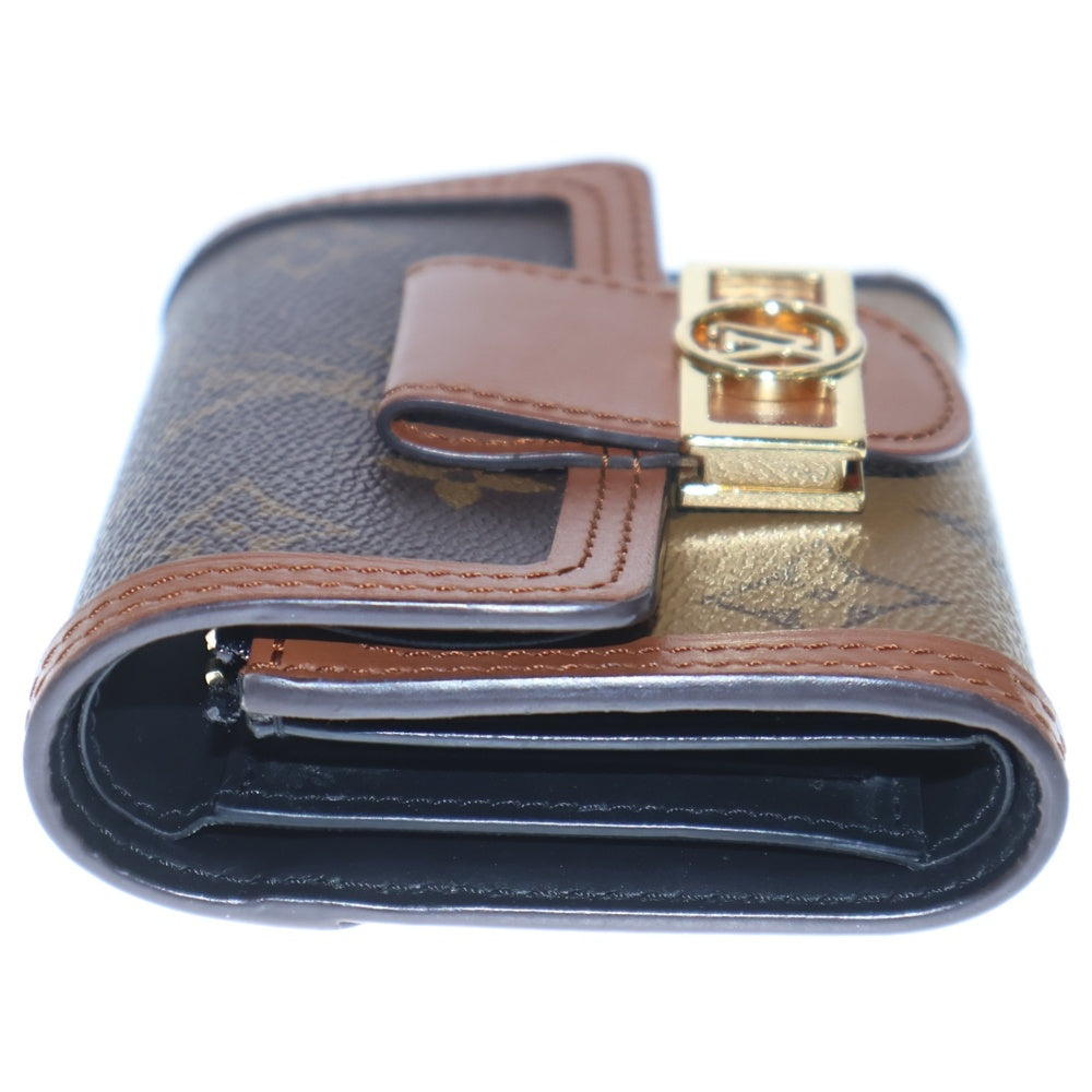 LOUIS VUITTON(ルイヴィトン) モノグラムリバース ポルトフォイユドーフィーヌ コンパクトウォレット 三つ折り財布 コインケース ブラウン PVC M68725 ゴールド金具